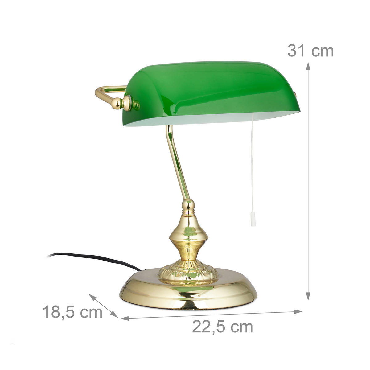 TISCHLAMPE Grün E27 31 cm - Multicolor, Glas/Metall (18.5/22.5/31cm) - Relaxdays