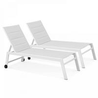 SONNENLIEGE 2-tlg., Weiß - Weiß, Metall (65/103/202cm) - Oviala