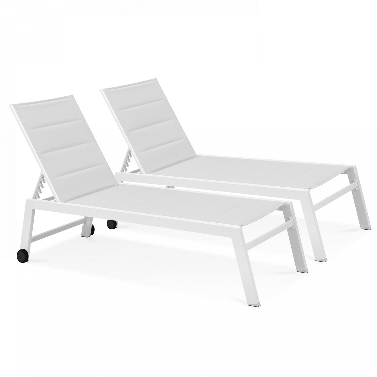 SONNENLIEGE 2-tlg., Weiß - Weiß, Metall (65/103/202cm) - Oviala