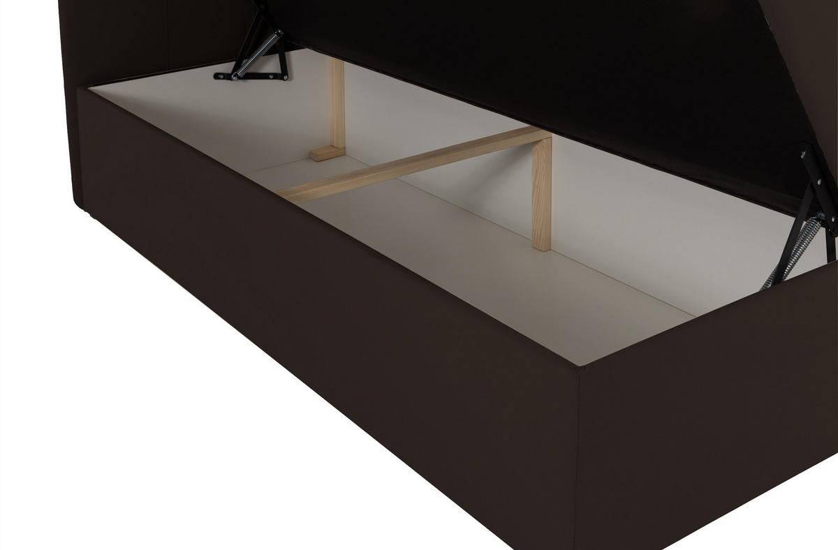 BOXBETT VELLIS mit Topper und Bettkasten, Braun, 120x200 cm - Braun, Textil (120/200cm) - KS Home Concept
