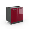 SPÜLENUNTERSCHRANK Fame-Line Bordeaux Hochglanz 80 cm mit Regal, ohne AP - Bordeaux/Anthrazit, Holzwerkstoff (80/82/51.6cm) - Vicco