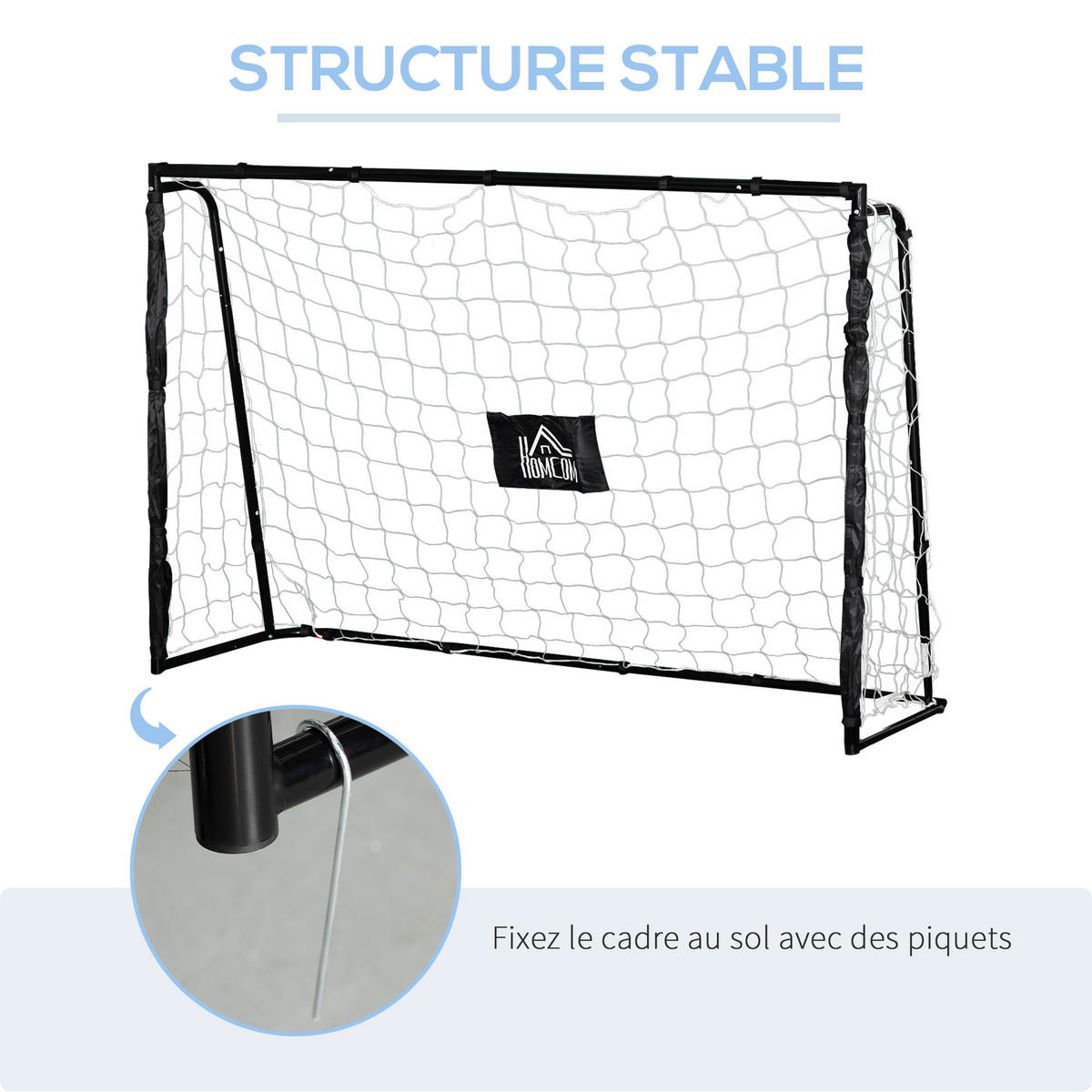 FUSSBALLTOR DE-18610 186x123 cm Trainings- & Spieltor Schwarz - Schwarz, Metall (62/186cm) - ComfortXL