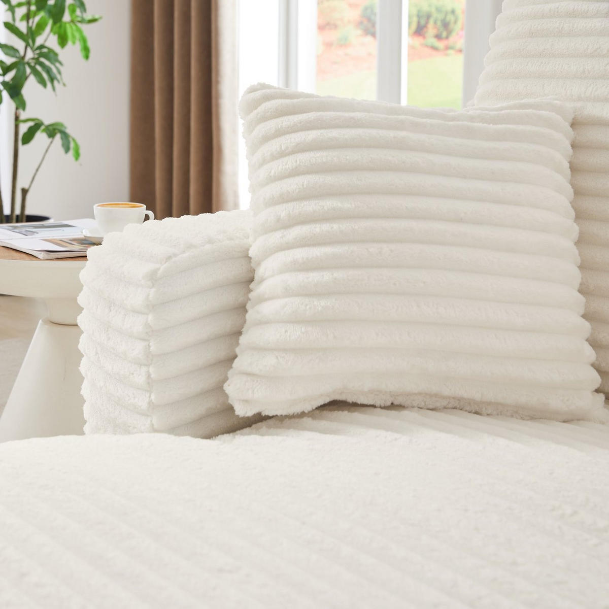 SOFA Cord Creme - Creme, Textil (100/82/166cm) - WISHDOR