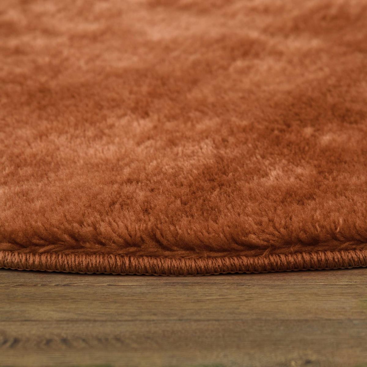 TEPPICH Kurzflor waschbar Unifarben Wohnzimmer schmutzabweisend Kupfer Rund 160D - Kupferfarben, Textil (160/160cm) - KADIMA DESIGN