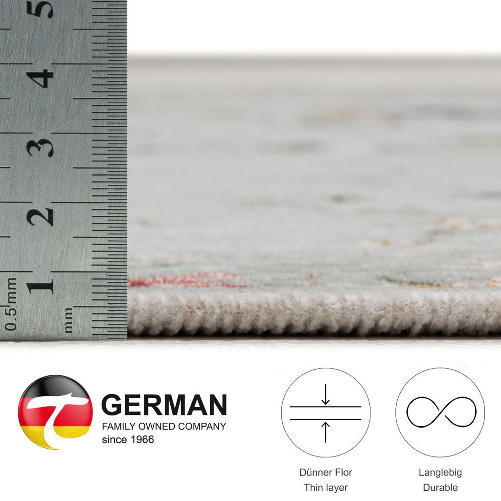 Thumbnail - Theko Flachwebteppich, Mintgrün, Textil, Floral, Rechteckig, 140x200 cm, für Fußbodenheizung geeignet, Teppiche & Böden,...