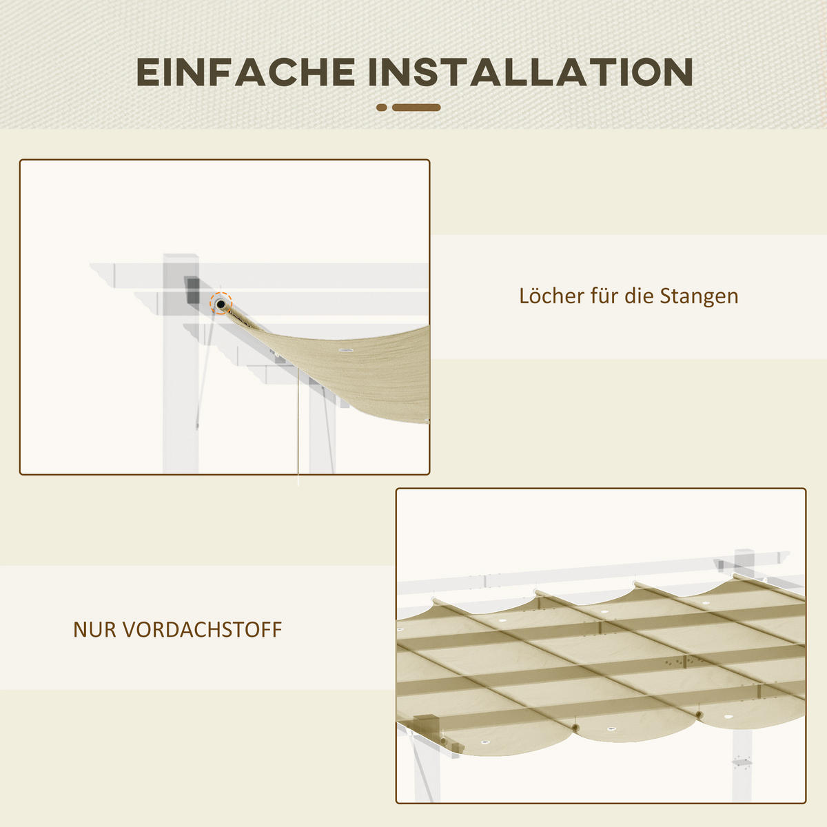 PERGOLA ERSATZDACH 3x3 m beige - Beige, Textil (250/6/255cm) - LEBENLANG