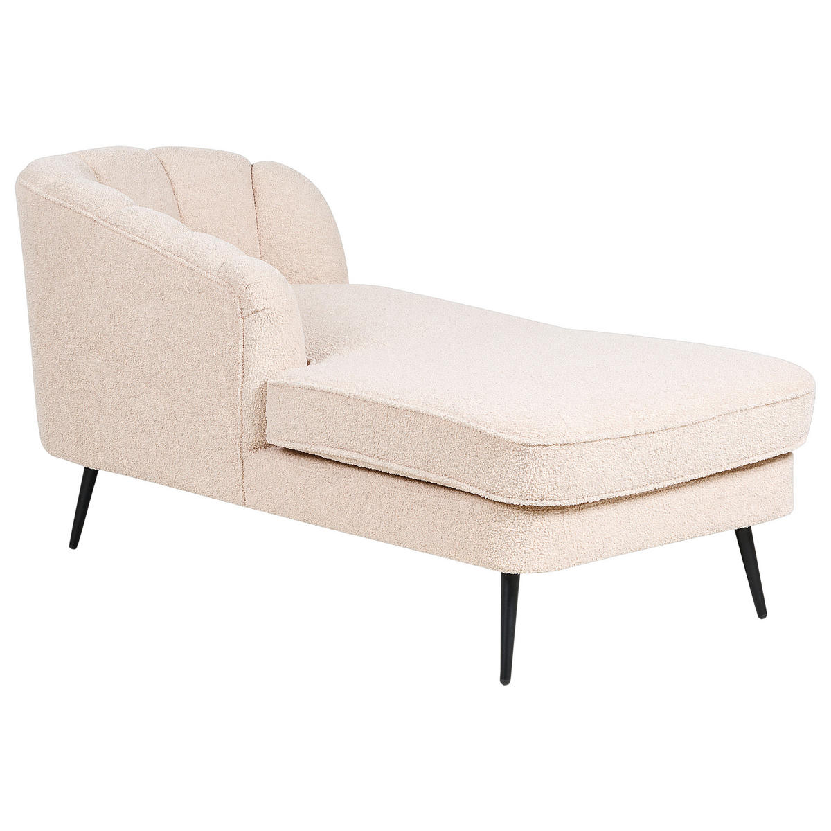 ČALOUNĚNÉ LEHÁTKO CHAISE LONGUE Bouclé světle béžové pravostranné Allier - černá/béžová, textil (150/75/76cm) - Beliani