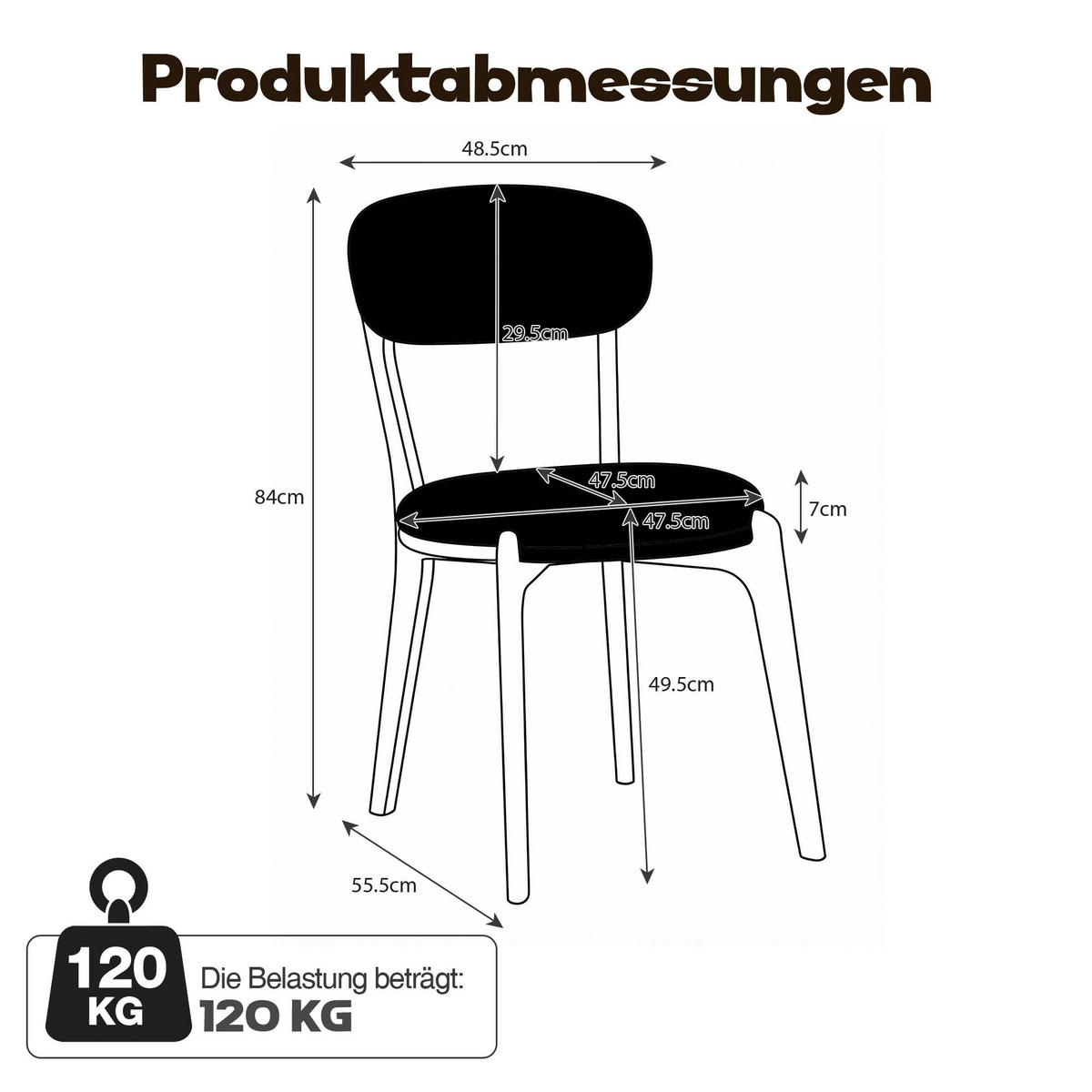 ESSZIMMERSTUHL 4er-Set aus Leinen mit Polsterung - Grau, Textil (48.5/84/55.5cm)