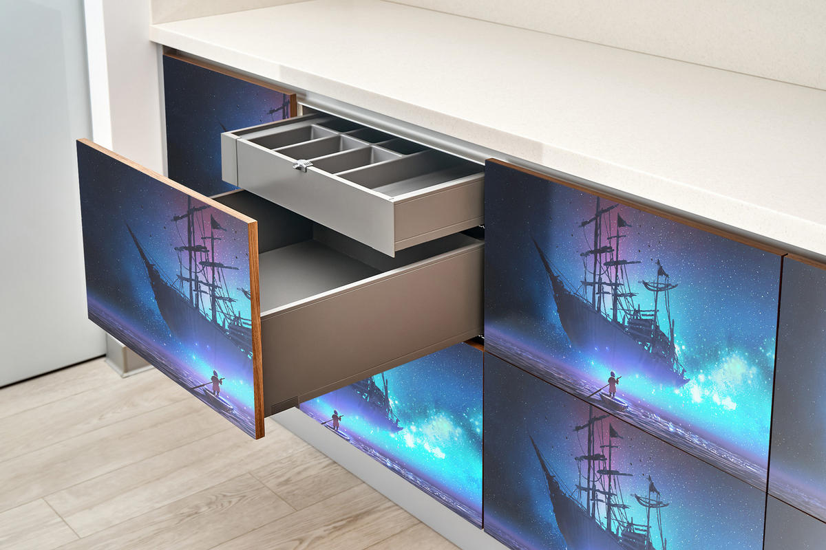 MÖBLAUFKLEBER 100x50 cm blau - Blau, Kunststoff (100/50/0.1cm) - Wallfluent