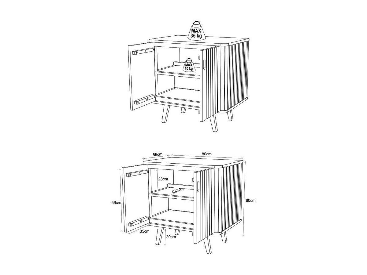 WASCHBECKENUNTERSCHRANK - 80cm x 55cm - Teakholz - naturfarben hell - WAMENA - Naturfarben, Holz (80/80/55cm) - Vente-Unique