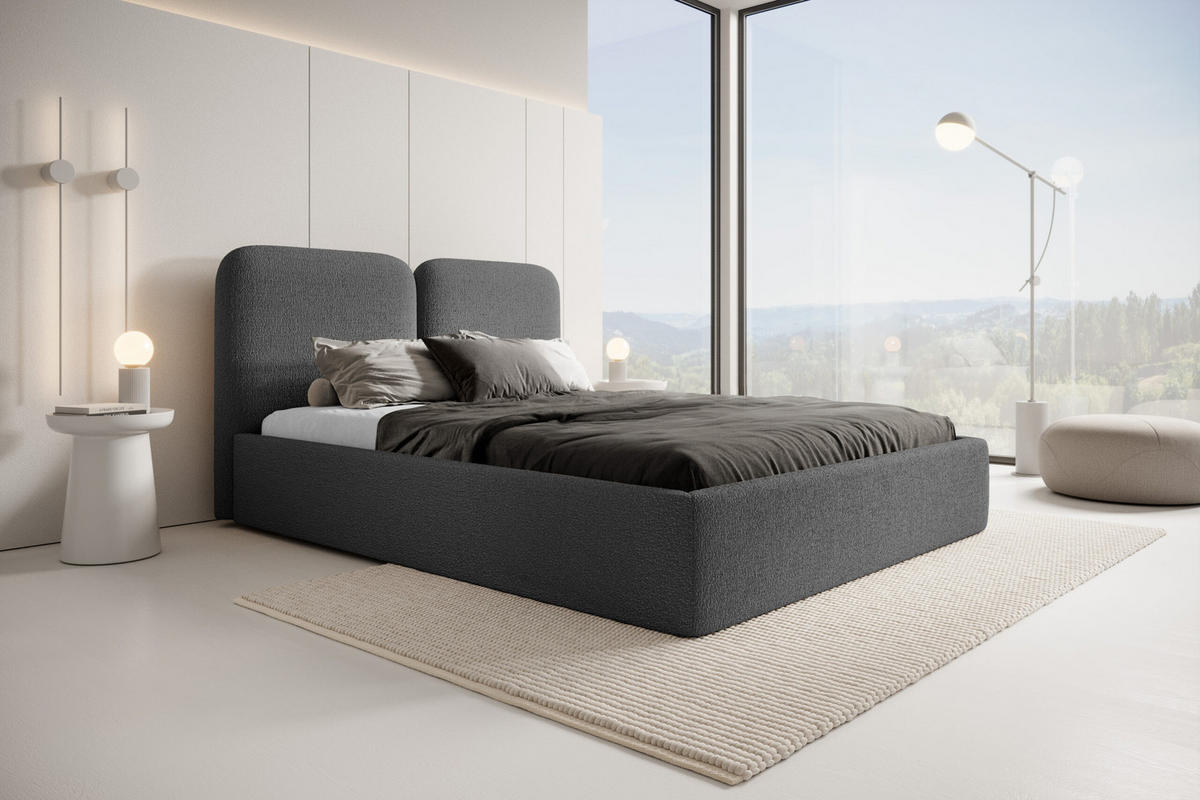 POLSTERBETT Fistera Dunkelgrau 180x200 cm - Dunkelgrau, Textil (180/200cm) - Fedve