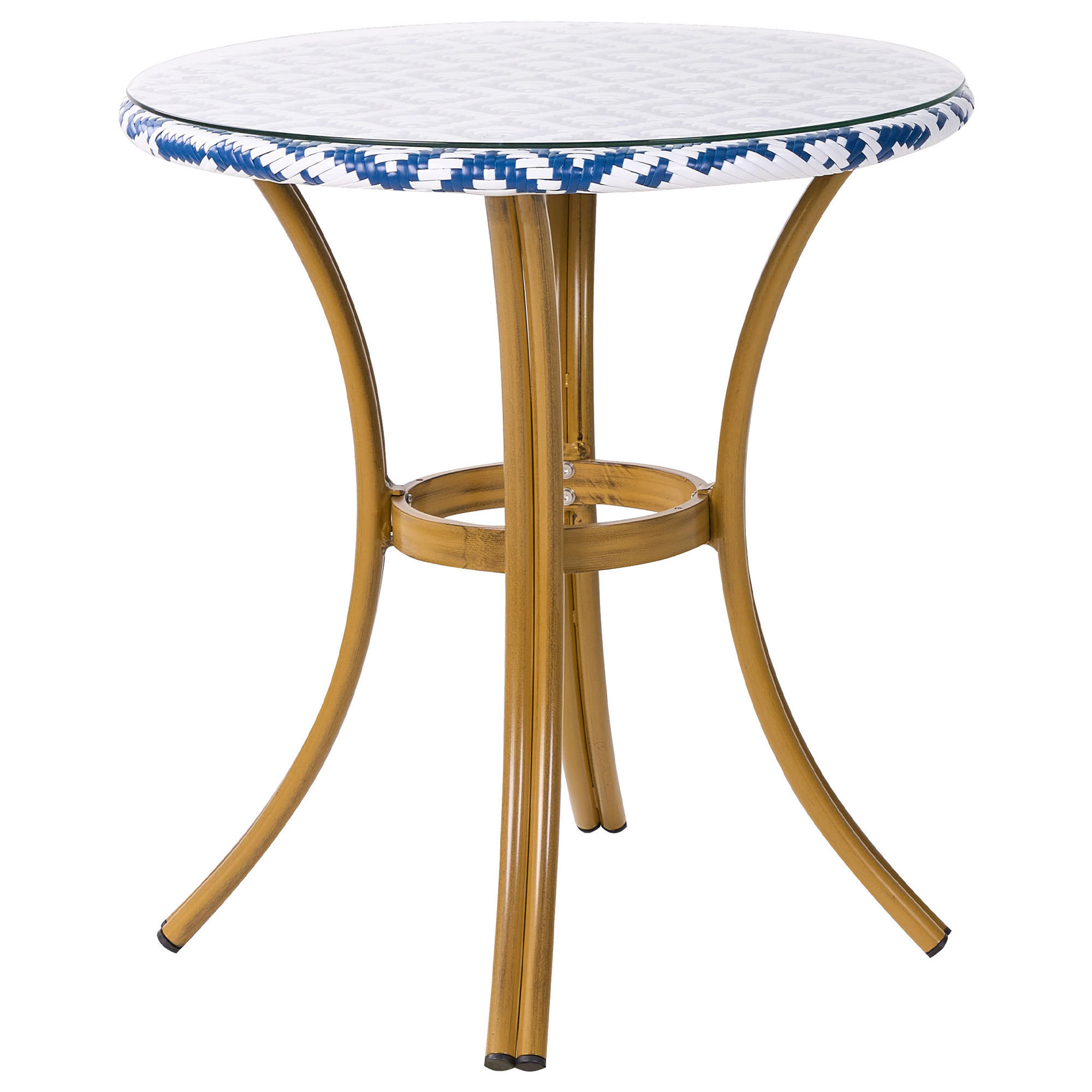 VRTNI STOL ratan plavi/bijeli 70 cm Rifreddo - bijela/prirodne boje, plastika (70/70/76cm) - Beliani