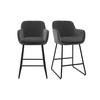 BARHOCKER Samteffekt Dunkelgrau H65 (2er-Set) AMIKA - Dunkelgrau, Textil (55/96/53cm) - Miliboo