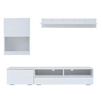 WOHNWAND / Lowboard 175/39/34 cm mit LED und Soft-Close in Weiß, 3-teilig - Weiß, Holzwerkstoff (175/34/39cm) - BEAOK