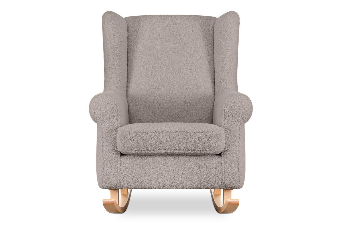 SCHAUKELSESSEL TULES mit Tasche für kleine Gegenstände, beige - Eichefarben/Beige, Eichenholz/Holzwerkstoff (80/105/105cm) - KONSIMO®