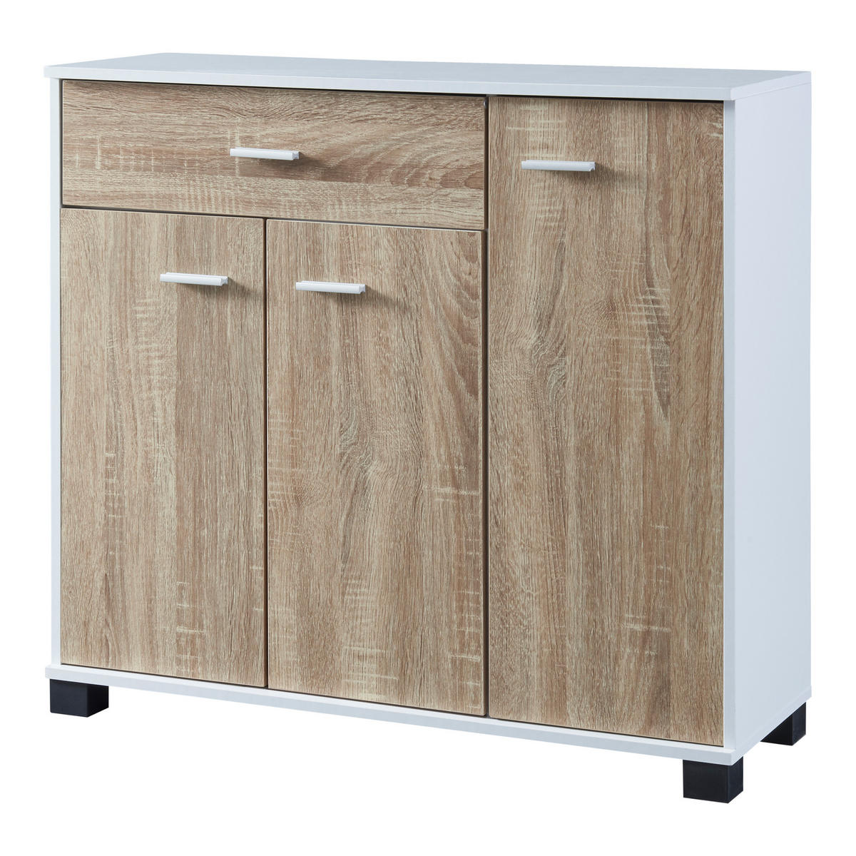 SIDEBOARD Bobeck - Eichefarben/Weiß, Holzwerkstoff (80/72/28cm) - [en.casa]
