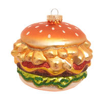 CHRISTBAUMSCHMUCK Pommes-Burger Goldfarbig 10cm (Glas / 1 Stk.) - Goldfarben, Glas (10/10/10cm) - Krebs Glas Lauscha