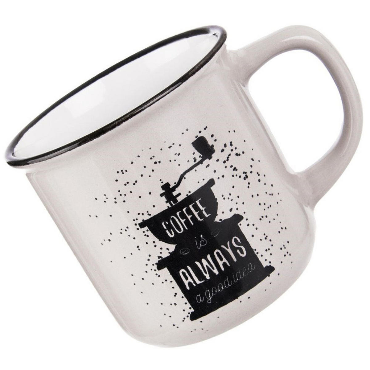 KERAMIK-KAFFEEBECHER, Keramik, weiß, 370 ml - Braun, Keramik (0.37L) - Orion 
