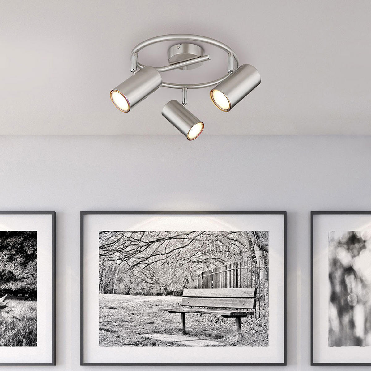 LED DECKENLEUCHTE Metall Chrom Silber - Silberfarben, Metall (25/25/13.5cm) - Globo Lighting