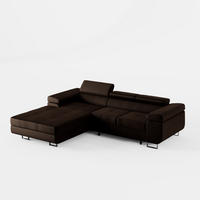 ECKSOFA VEMO CORE Links Dunkelbraun Velours-Stoff mit Schlaffunktion und Bettkasten - Dunkelbraun, Holz/Metall (280/205cm) - Barchello