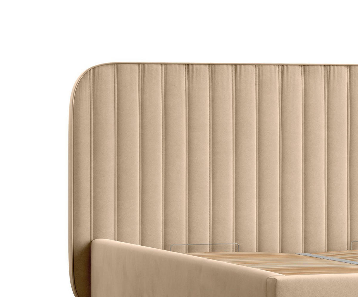POLSTERBETT Noto Beige 160/200 cm im Samtstoff - Beige/Naturfarben, Holz/Holzwerkstoff (160/200cm) - Maison de Reve