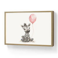 WANDLEUCHTE MIT AKKU Zebra - Baby - Tiere - Rosa Luftballon 60x40 cm - Weiß, Holzwerkstoff (60/40/8cm) - OnlyWow