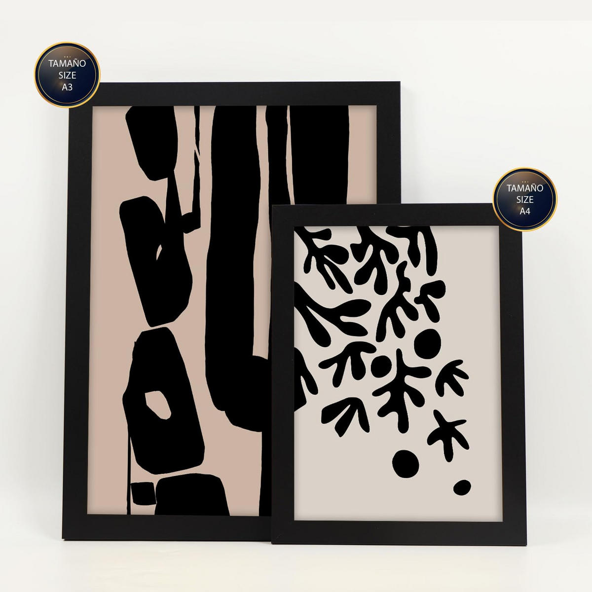 POSTER Set Mit 6 Mystik Design In Blume Zusammenfassung Ästhetische Dekorative Gemälde Für Ihr Wohnzimmer Zuhause A3 & A4 Schwarzer Rahmen - Schwarz, Papier (29/3cm) - Nacnic
