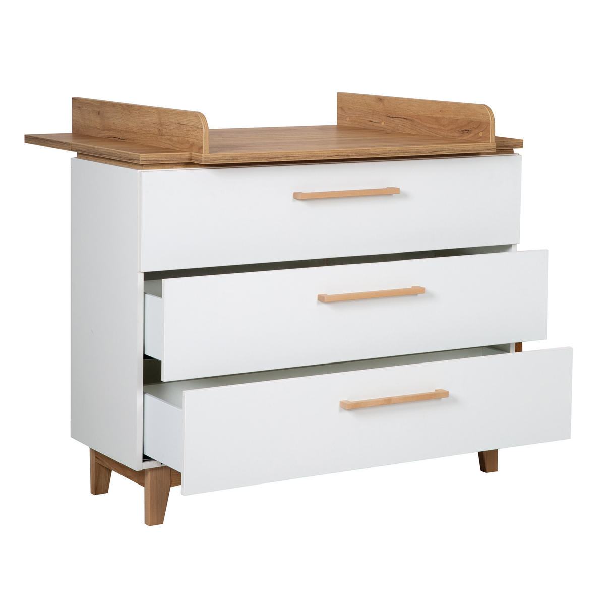 WICKELKOMMODE Finn - Hellbraun/Weiß, Holz/Holzwerkstoff (117.5/104/78cm) - Roba