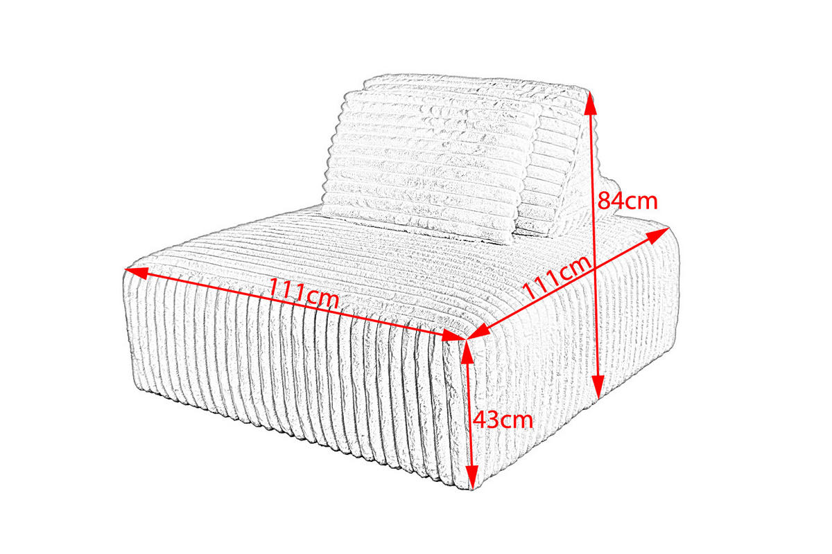 HOCKER MIT RÜCKENKISSEN WIOLO SOFT Taupe Cord - Taupe/Schwarz, Kunststoff/Textil (111/84/111cm) - KAWOLA