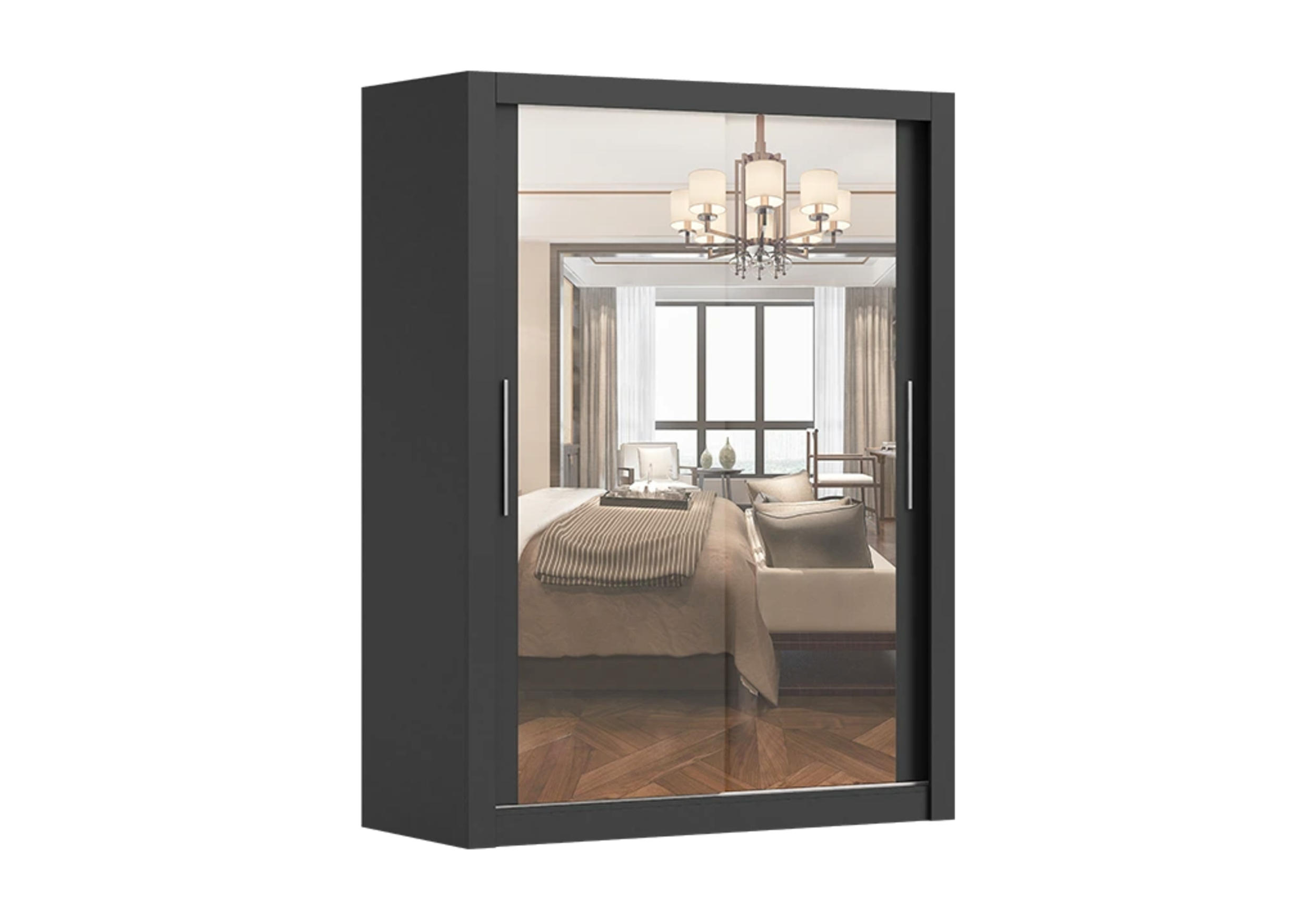 SCHIEBETÜRENSCHRANK - Milko 180 Schwarz - Schwarz, Holzwerkstoff/Metall (180/215/64cm) - Möblo