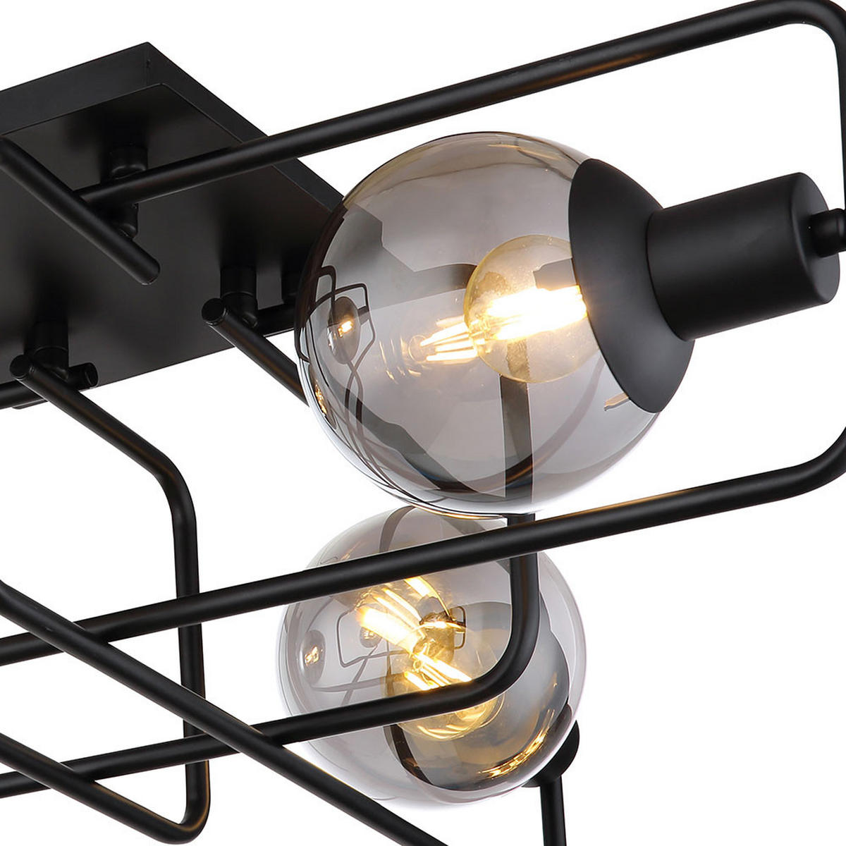 DECKENLEUCHTE Metall Grau Rauchoptik - Grau, Glas (61/61/20cm) - Globo Lighting