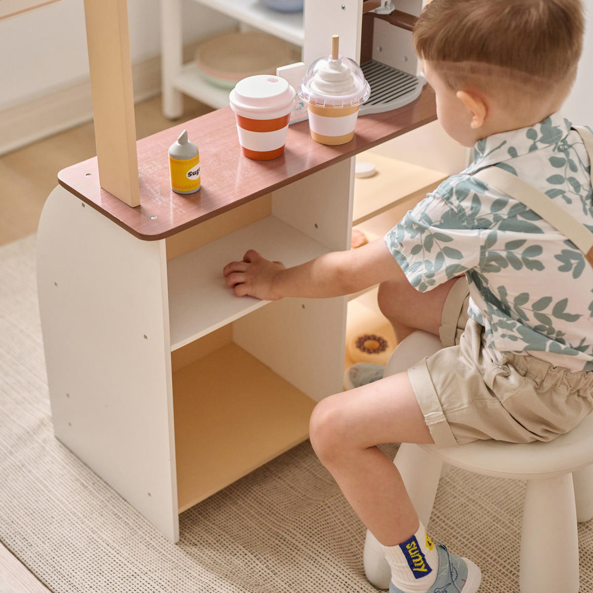 KAFFEESTAND Holz mit Espressomaschine, 60cm, Braun - Braun, Holzwerkstoff (31/102/60cm) - Teamson Kids