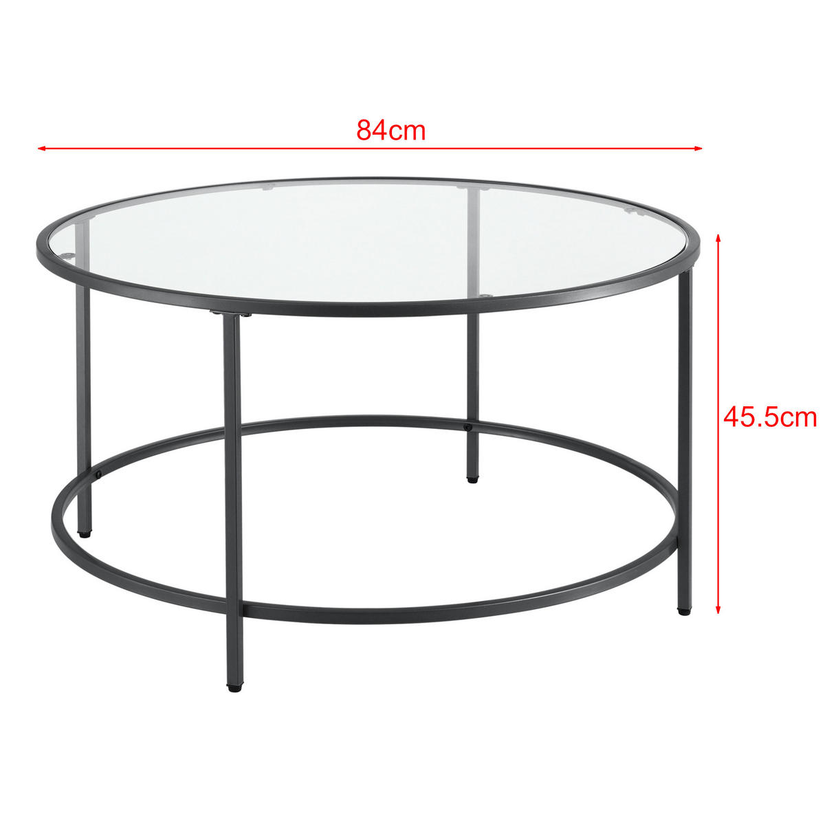 COUCHTISCH Kouvola 84/84/46 - Schwarz, Glas (84/84/46cm) - [en.casa]