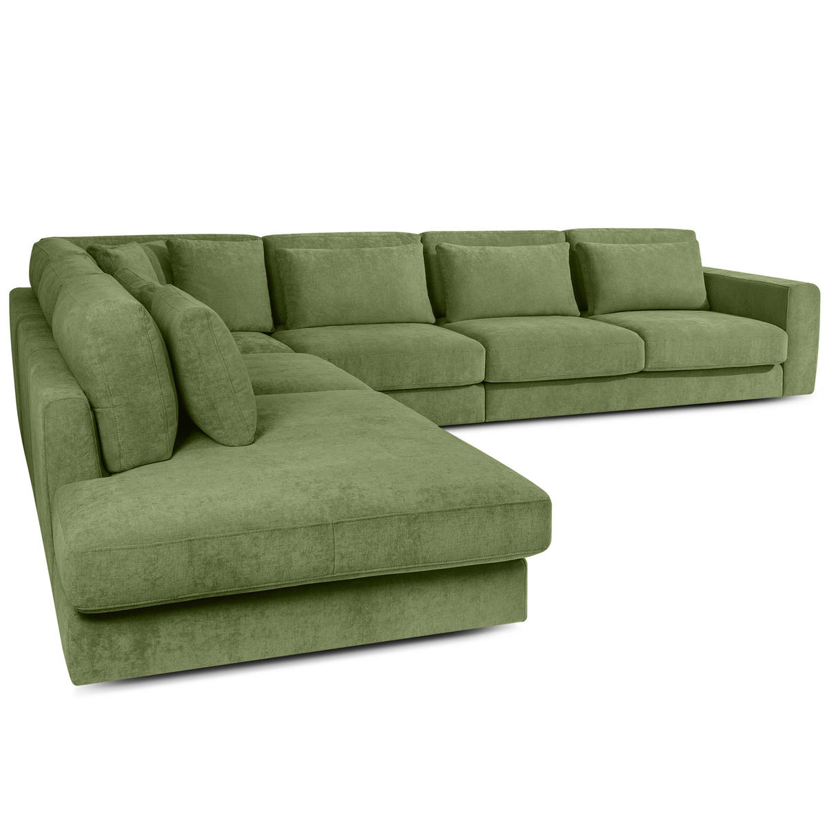 ECKSOFA XL links VERUS - Grün, Holz/Holzwerkstoff (377/328cm) - KONSIMO®