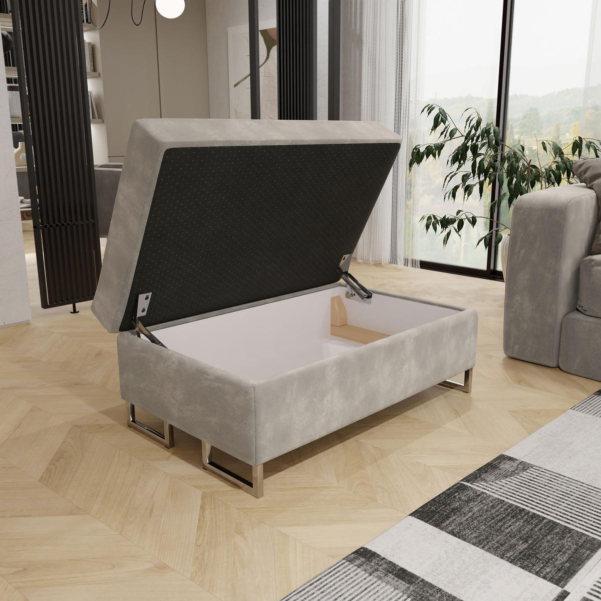 POLSTERHOCKER BARLET Creme 100x60 cm - Creme, Textil (100/41/60cm) - MASSENO
