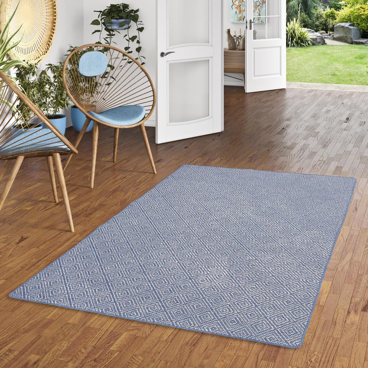 IN- UND OUTDOOR TEPPICH BEIDSEITIG NEWPORT MODERN - Blau, Textil (160/200cm) - Snapstyle