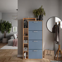 SCHUHKIPPER Orlando Goldkraft Eiche/Blau 80 x 166.1 cm mit 4 Fächern - Honigeiche/Eichefarben, Holzwerkstoff (80/166.1/24.2cm) - Vicco