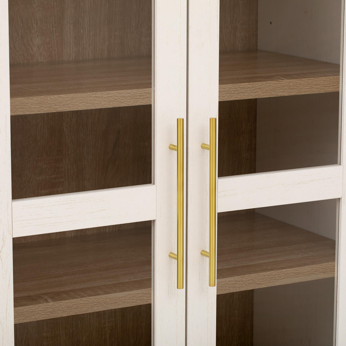 HIGHBOARD Weiß 76,2×40×180 cm mit Glastüren, Schubladen und verstellbaren Einlegeböden aus Holzwerkstoff und Glas - Weiß, Holzwerkstoff (76.2/180/40cm)