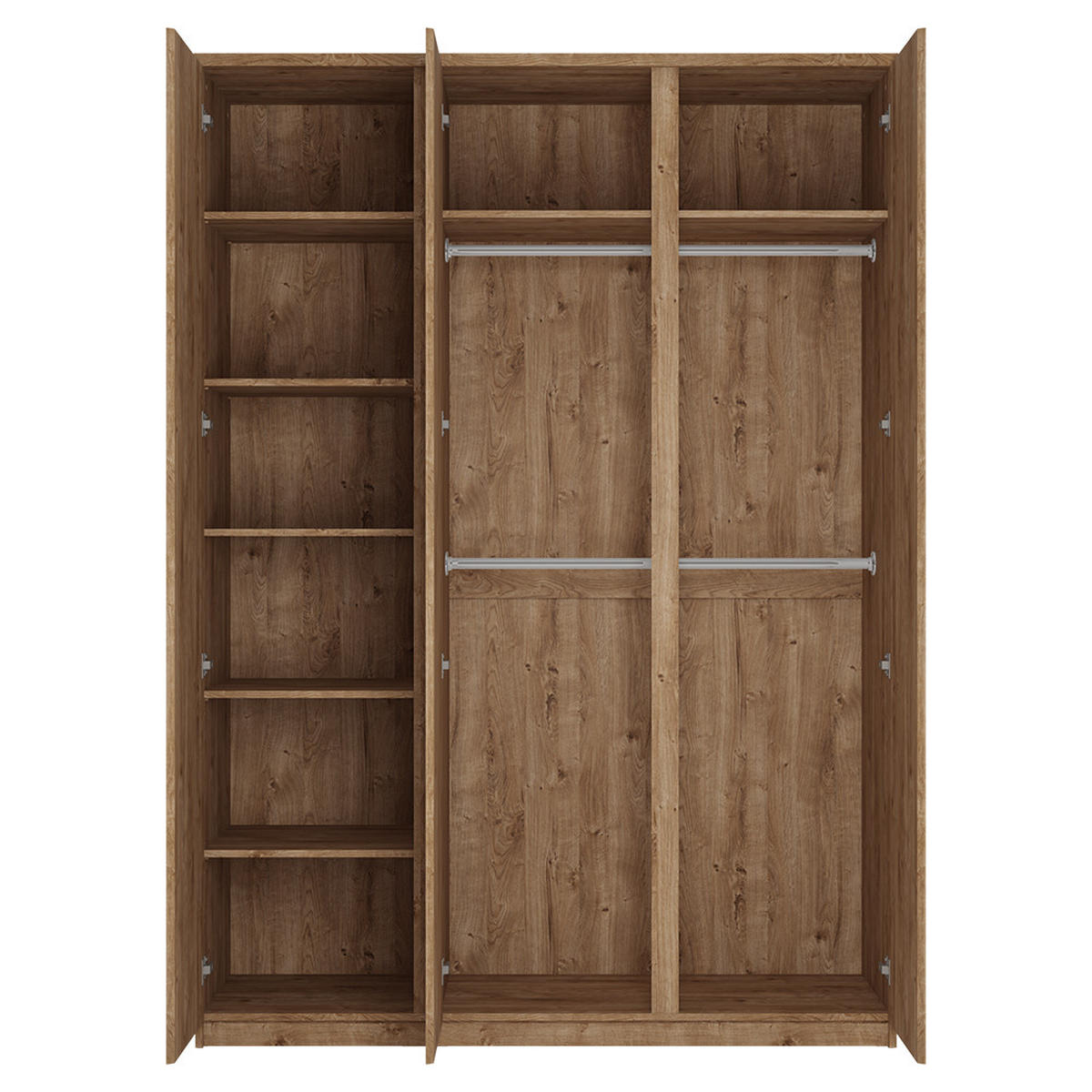 KLEIDERSCHRANK Fortaleza-129 - Braun, Holzwerkstoff (155/220/58cm) - Lomado