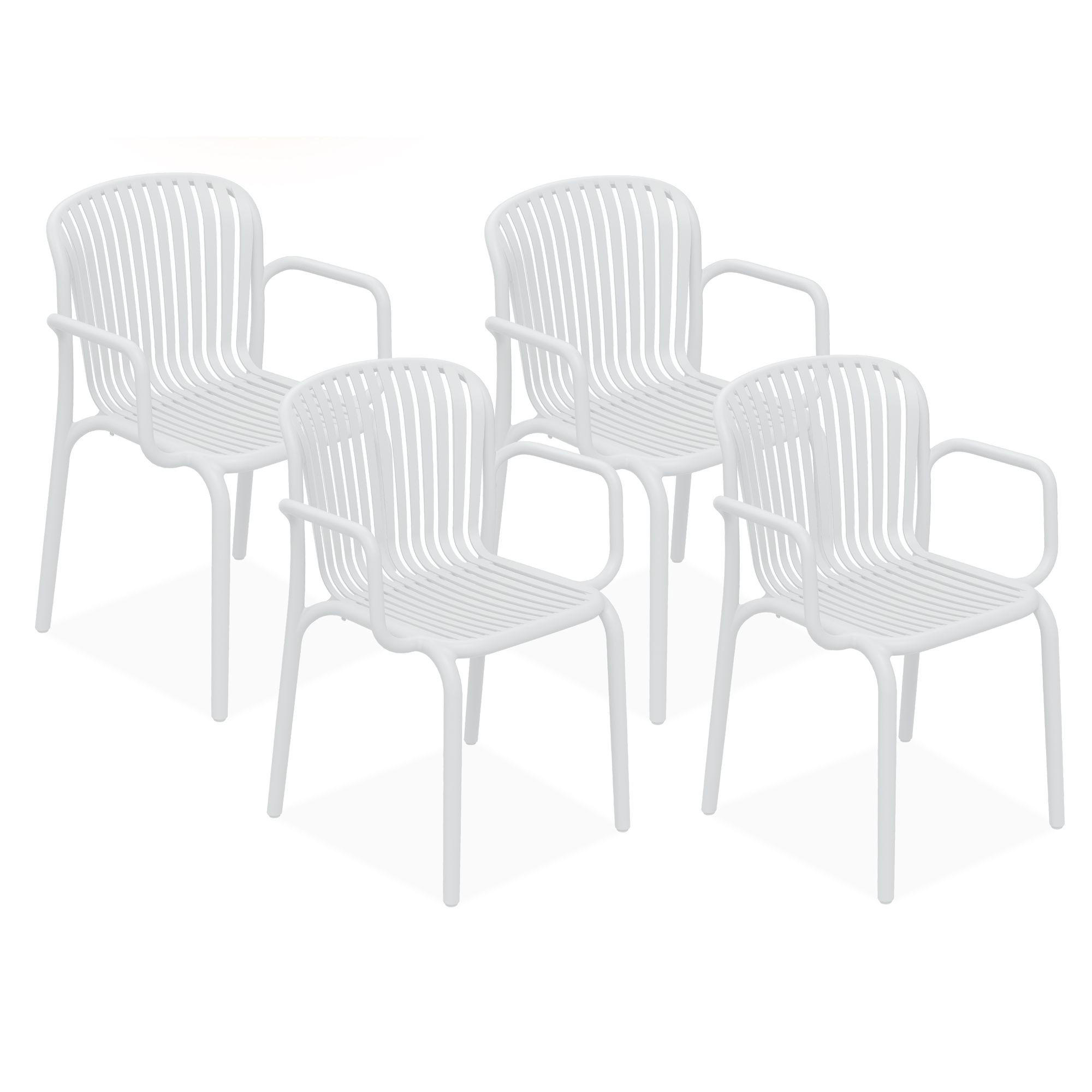 GARTENSTUHL FICCARI 4-er Set, Weiß - Weiß, Kunststoff (57.5/82.5/53cm) - KONSIMO®