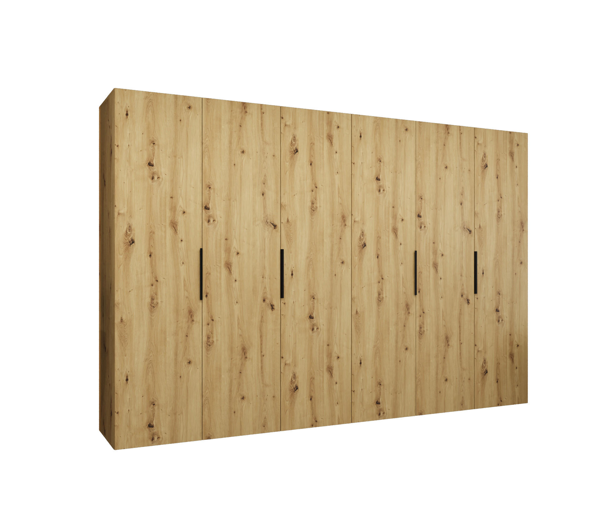 DREHTÜRENSCHRANK 202/300/52 6-türig - Schwarz/Eiche Artisan, Holz (300/202/52cm) - MÖBEL KRYSPOL
