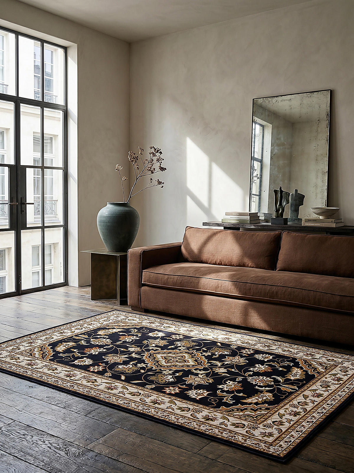 TEPPICH GLAZERT, klassisch-floral, Dunkelblau, 200 x 290 cm - Blau, Textil (200/290cm) - KADIMA DESIGN