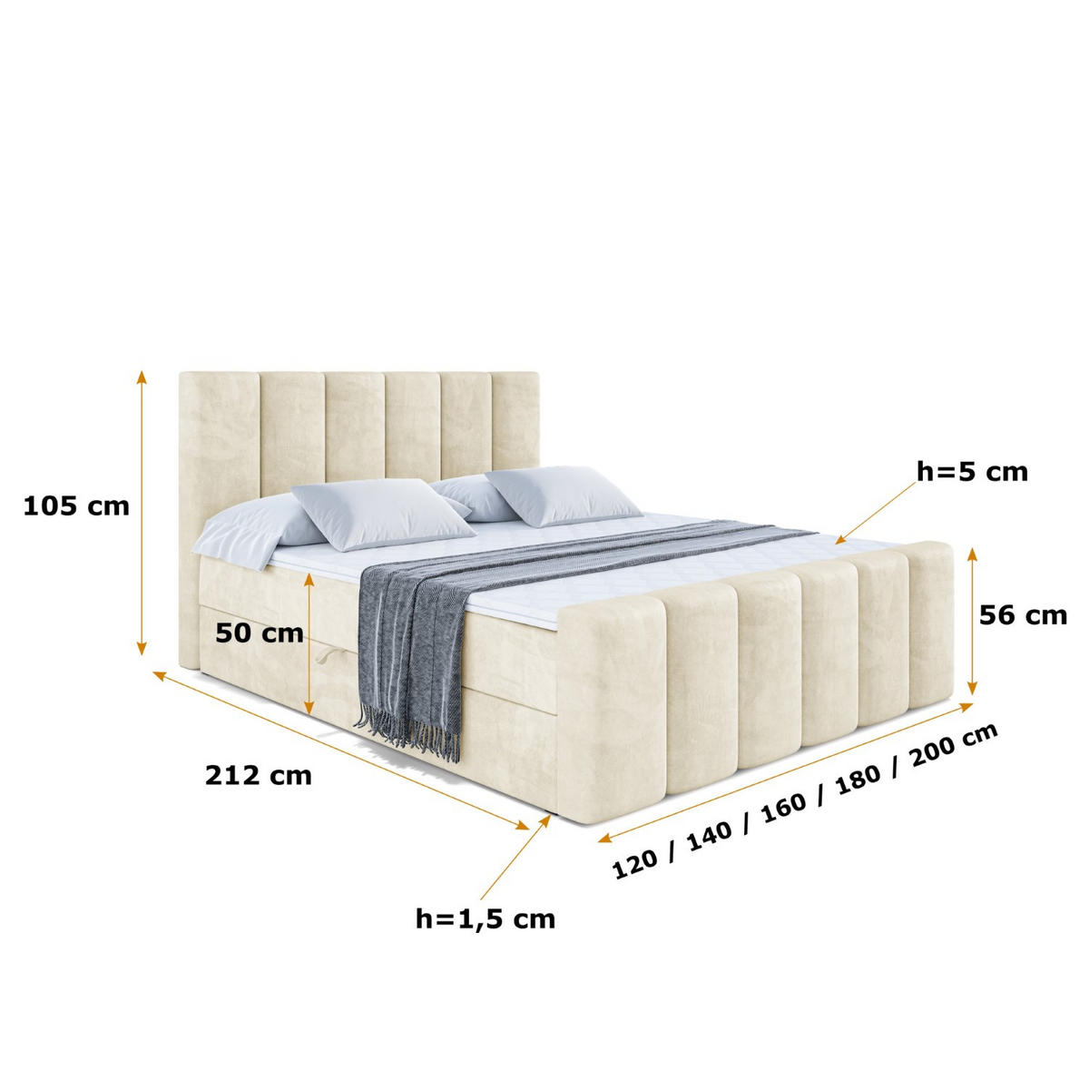BOXBETT BOXI1-Z - 200x200 cm - H3 - Beige - Beige, Holzwerkstoff (200/200cm) - ALTDECOR