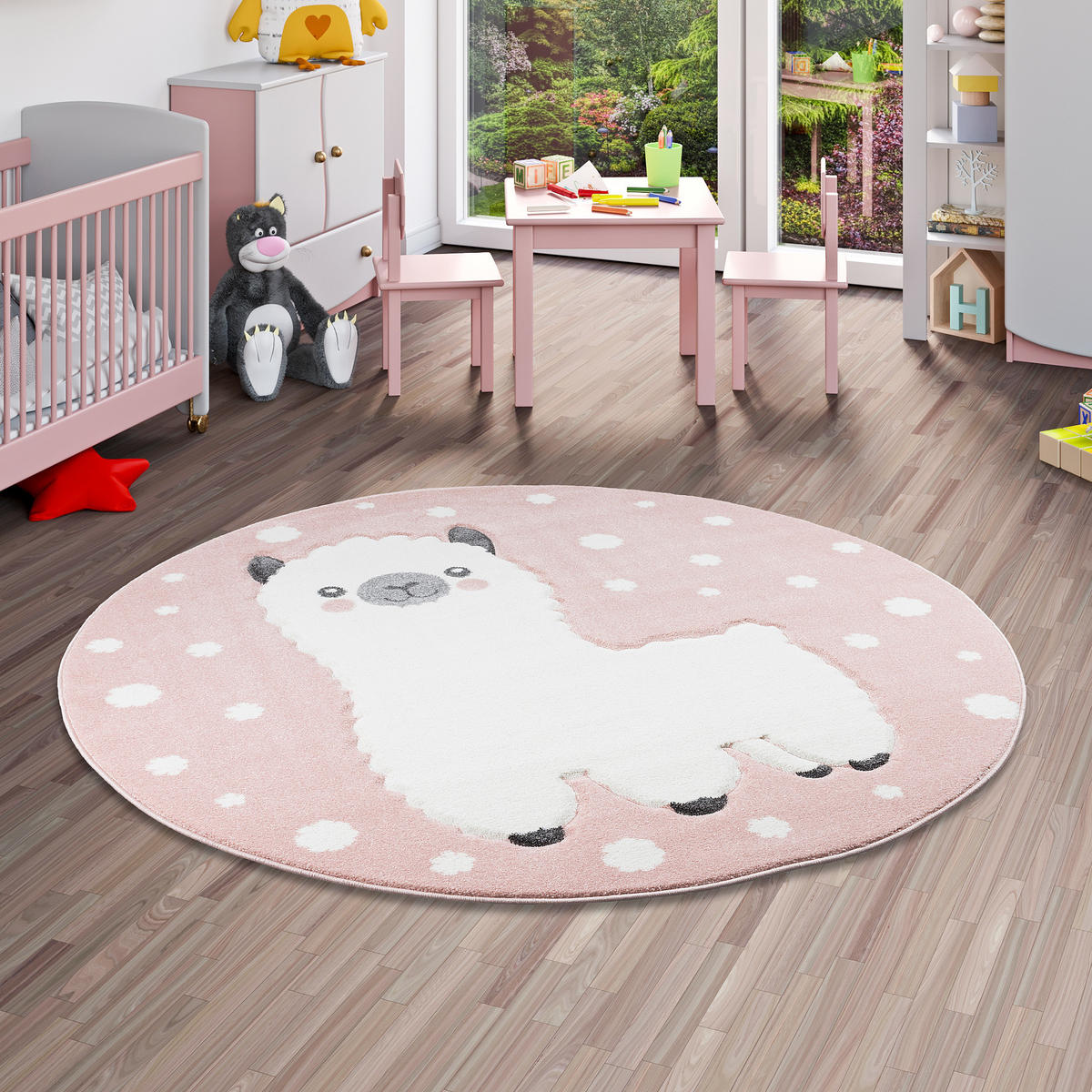KINDER TEPPICH MAUI KIDS ALPAKA RUND - Rosa, Textil (120/120cm) - Pergamon