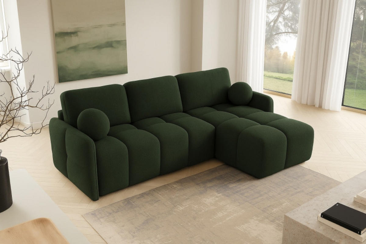 ECKSOFA Grün MONO Mit Schlaffunktion Und Dekokissen Rechts - Grün, Textil (220/145cm) - Sepro Meble