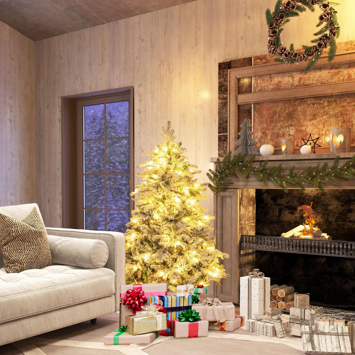 WEIHNACHTSBAUM mit 120 warmweißen LED-Lichtern 135 cm weiß - Weiß, Metall (135cm) - COSTWAY