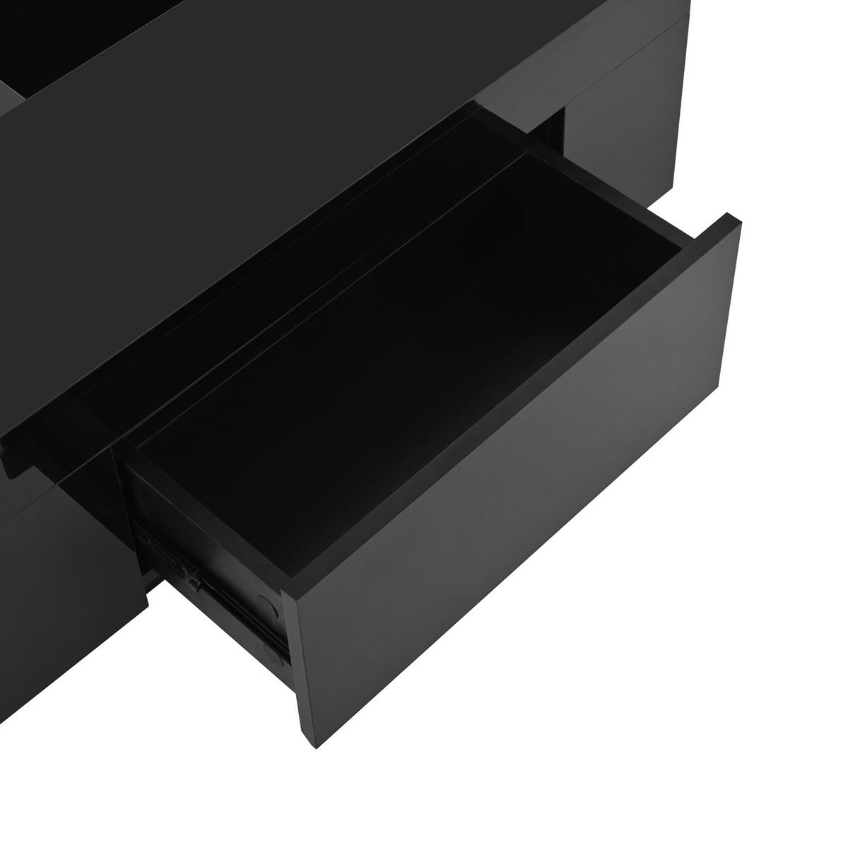 COUCHTISCH 80/50/35.5 cm schwarz-weiß aus MDF mit LED-Beleuchtung und Stauraum - Schwarz, Holzwerkstoff (80/50/35.5cm) - OKMYHOME
