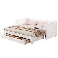POLSTERBETT 90x200cm Ausziehbar Stauraum USB Samt Beige - Beige, Textil - FLIEKS