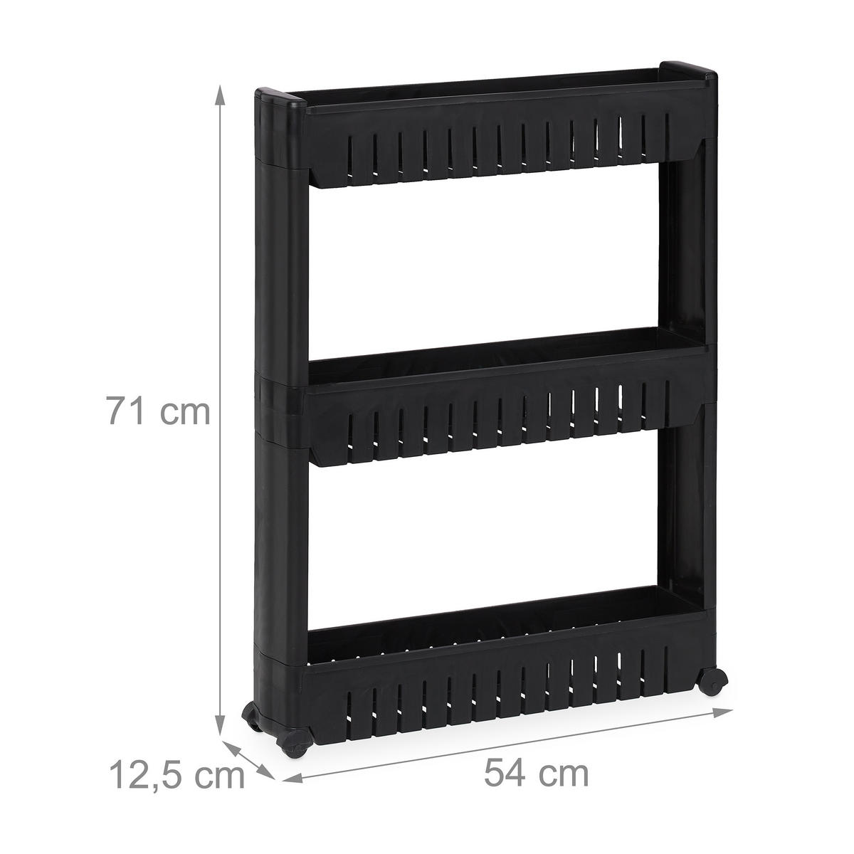 NÍZKY vozík - čierna, plast (12.5/71/54cm) - Relaxdays