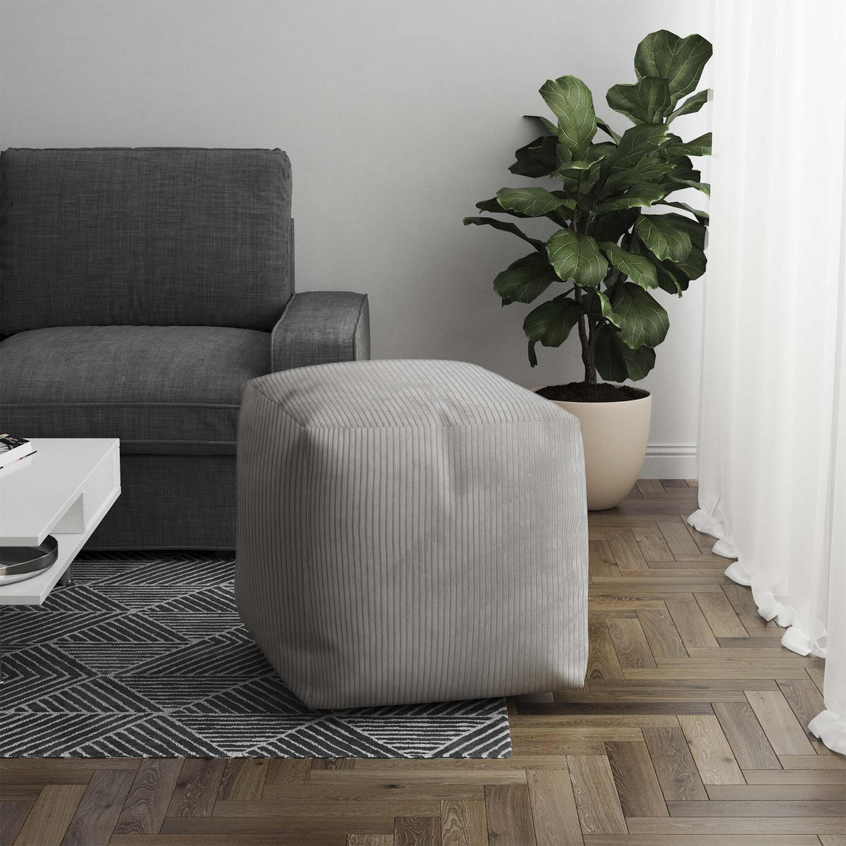 SITZSACK CUBE Cool Gray - Grau, Textil (60/60/60cm) - Dreamroots
